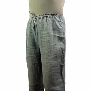 CCO L.L. Bean Womens small petite Linen Cropped Drawstring Pull On Pants Flowy